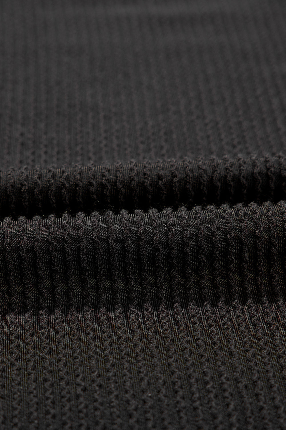 Black Ribbed V Neck Pocket Drop Sleeve T-Shirt