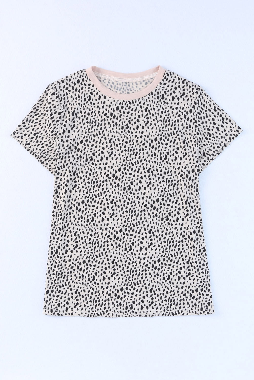 Apricot Cheetah Print Casual Crew Neck T Shirt