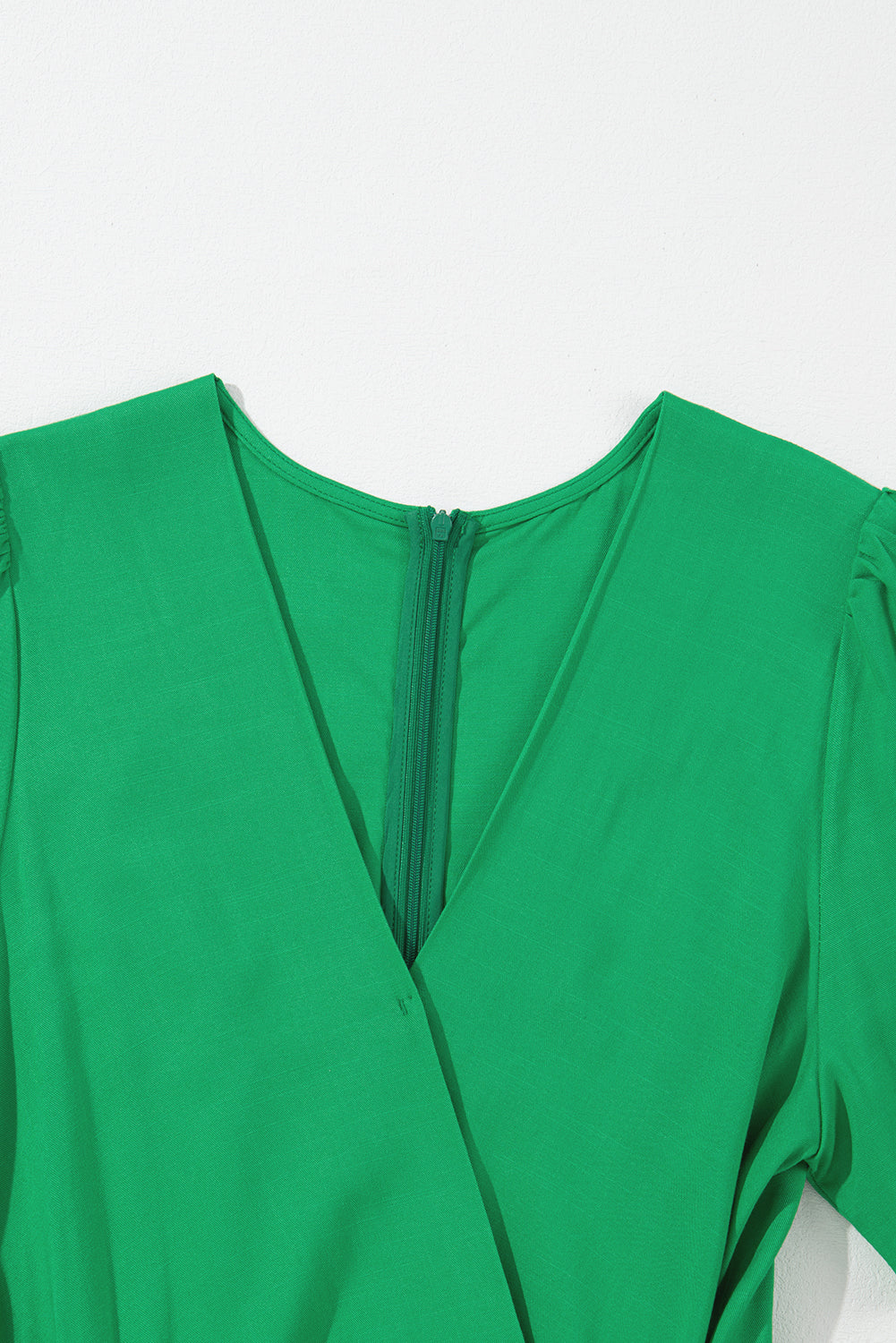 Bright Green Wrap V Neck Belted Elegant Jumpsuit