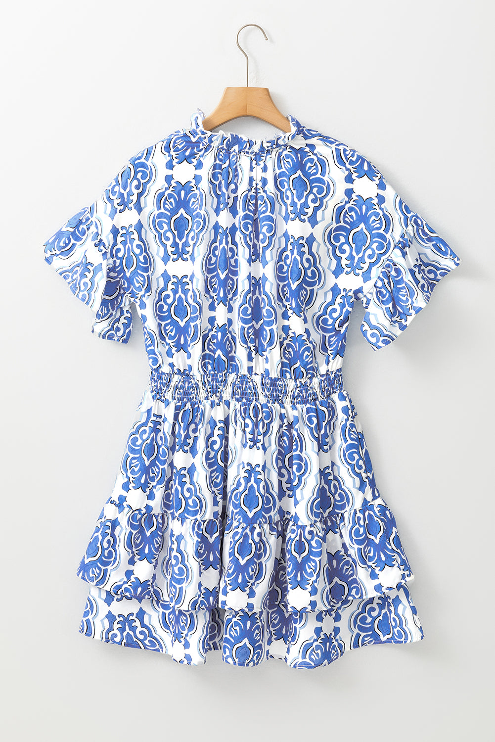 Ashleigh Blue Abstract Print Smocked Waist Tiered Mini Dress