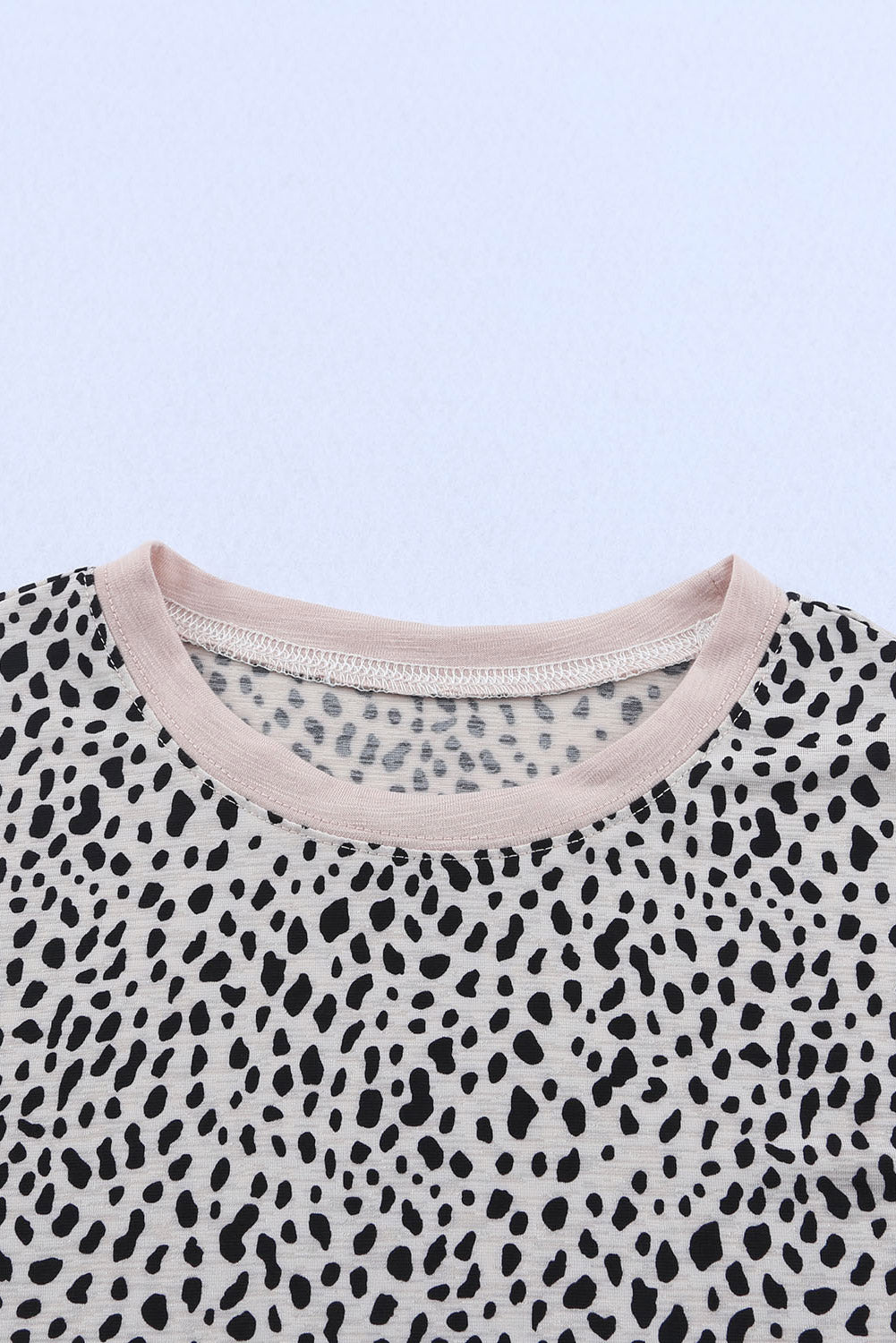 Apricot Cheetah Print Casual Crew Neck T Shirt