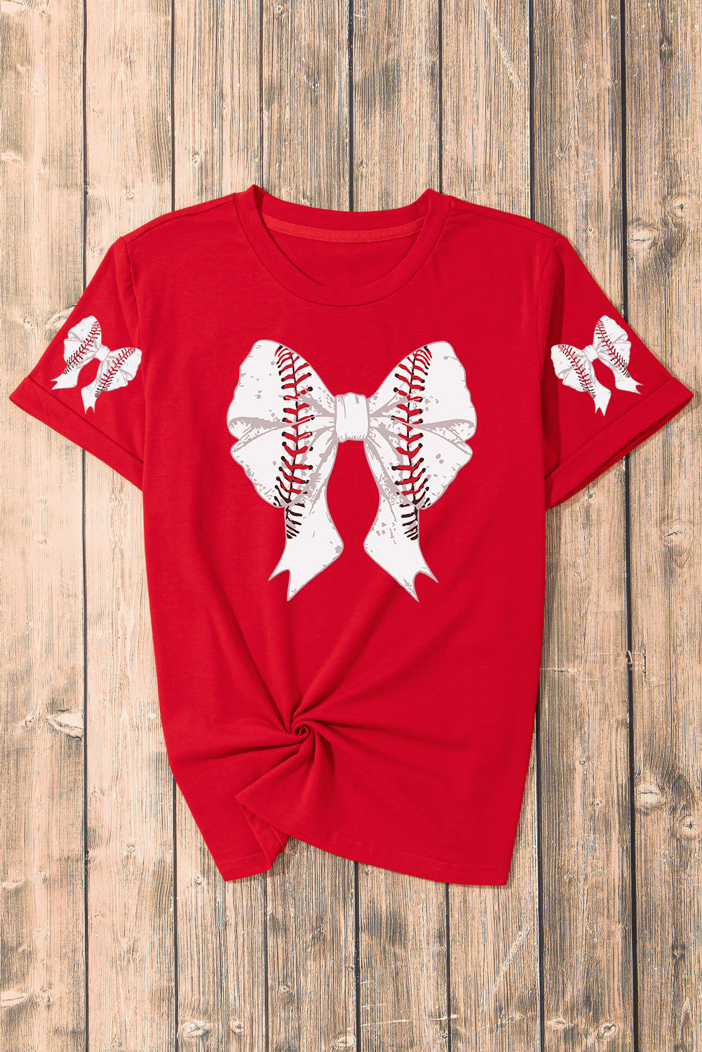 Black Casual Bow Tie Print Baseball Graphic Tee