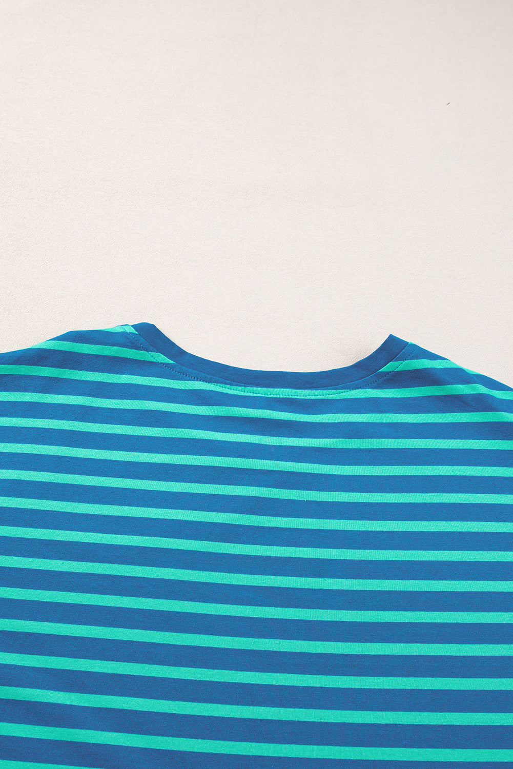 Blue Stripe Patchwork Slits Baggy T Shirt