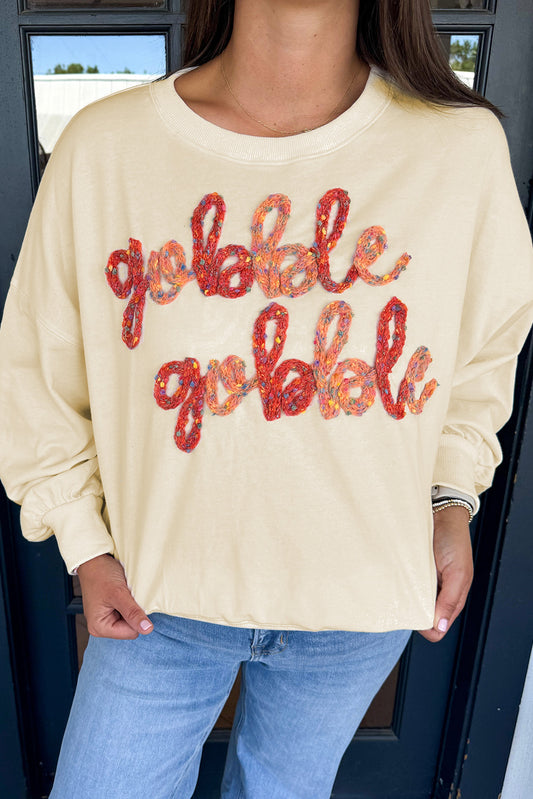 Apricot gobble gobble Pattern Drop Shoulder Sweatshirt